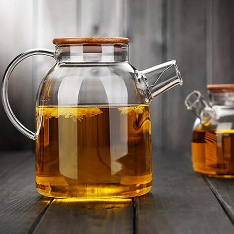 DecorBites™ Glass Teapot Cold Water Jug Large Capacity-Transparent Tea Pot Juice Container