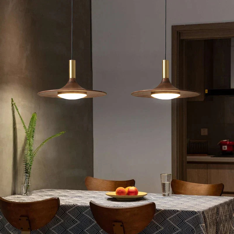 DecorBites™ Black Walnut UFO Pendant Light - Luxury Dining Room Art Lamp