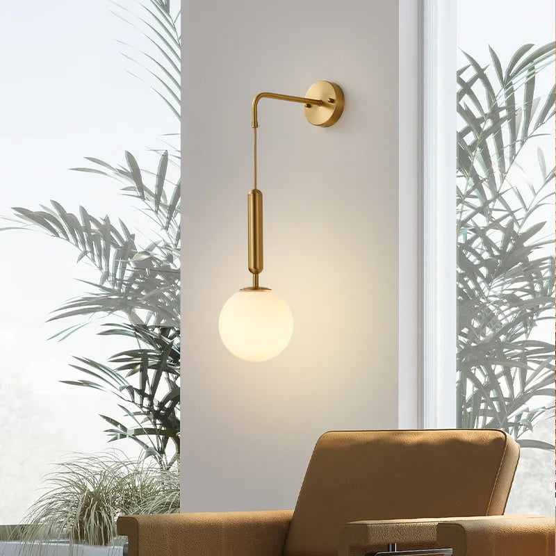 DecorBites™ Glass Ball LED Wall Sconce: Modern Nordic Minimalist Lighting for Living Bedroom Décor