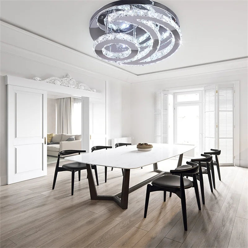 DecorBites™ Crystal Chandelier for Home Hotel Decor, Modern LED Ceiling Light Fixture