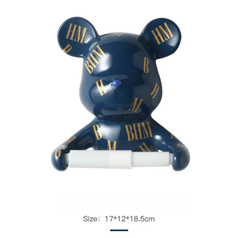 DecorBites™ Bear Resin Paper Towel Holder: Nordic Animal Hanging Tissue Box Rack for Modern Wall Decor