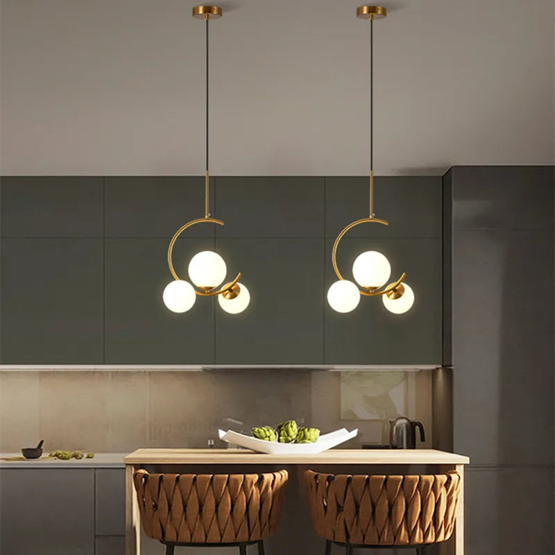 DecorBites™ Gold Glass Ball Chandelier for Living Room Kitchen Bedroom - 220V 110V