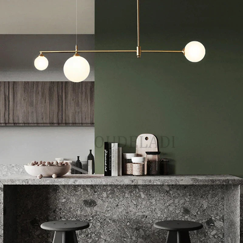 DecorBites™ Glass Ball Chandelier LED Light Fixture for Dining Room Bedroom Kitchen Island