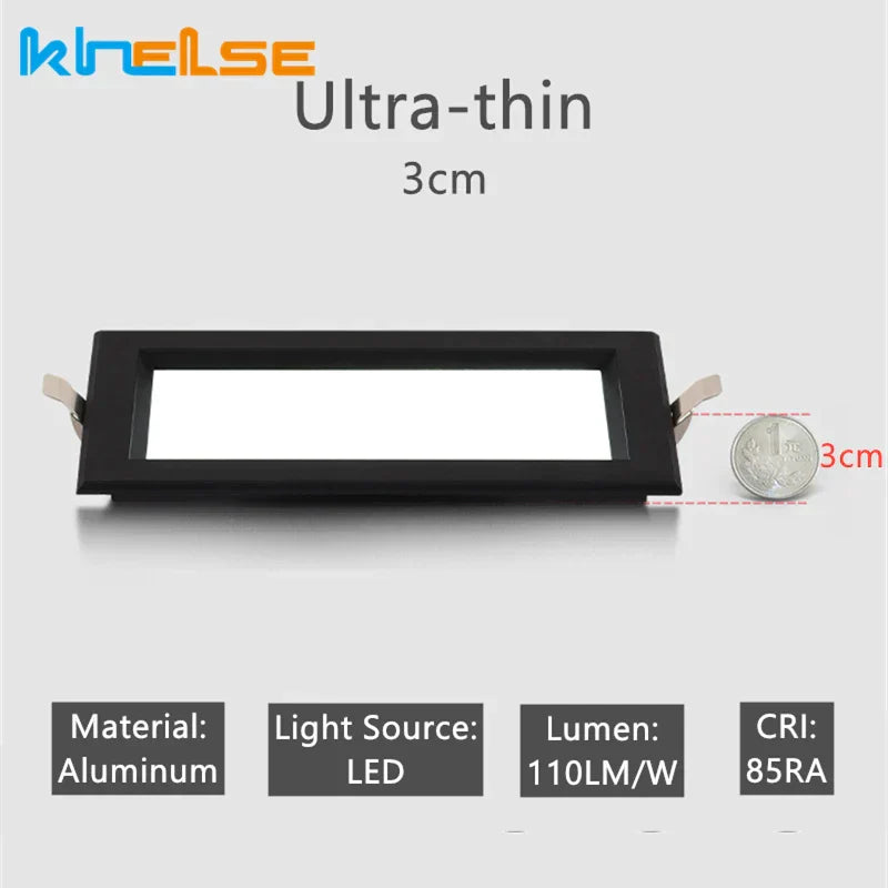 DecorBites™ LED Panel Lamp: Ultra-thin Anti-Fog Recessed Ceiling Downlight for Bathroom, Corridor, Industrial Lighting