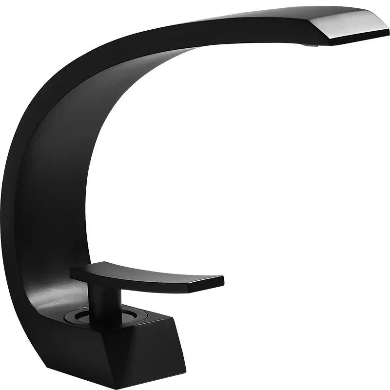 DecorBites™ Black/Gold Basin Faucet Modern Bathroom Mixer Tap, Single Handle Waterfall Hot Cold