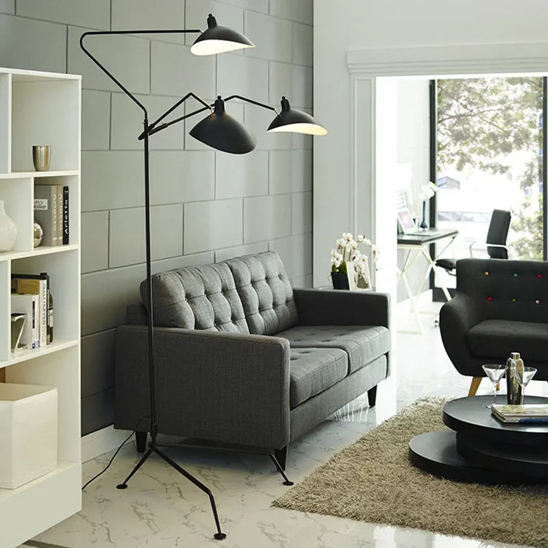 DecorBites™ Black Serge Mouille Tripod Floor Lamp - Loft Industrial Standing Lamp