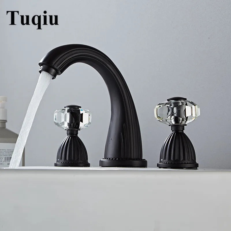 DecorBites™ Antique Bronze Widespread Basin Faucet 3 Hole Mixer - Hot/Cold Water Tap
