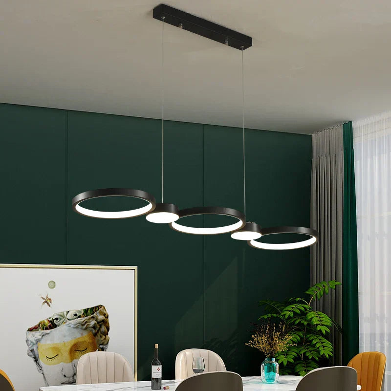 DecorBites™ Black Ring LED Chandelier for Living Room Bedroom Dining Hall Lighting