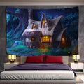 DecorBites™ Cabin In The Woods Wall Hanging Tapestry for Home Decor & Halloween Theme