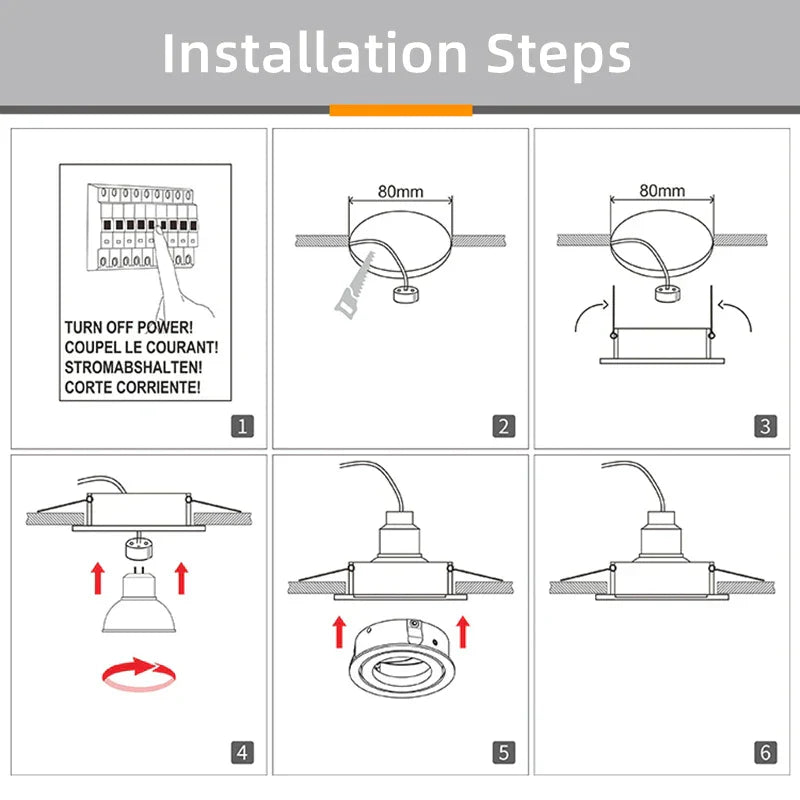 DecorBites™ Adjustable LED Ceiling Downlight Frame with GU10/MR16 Holder for Spot Lighting