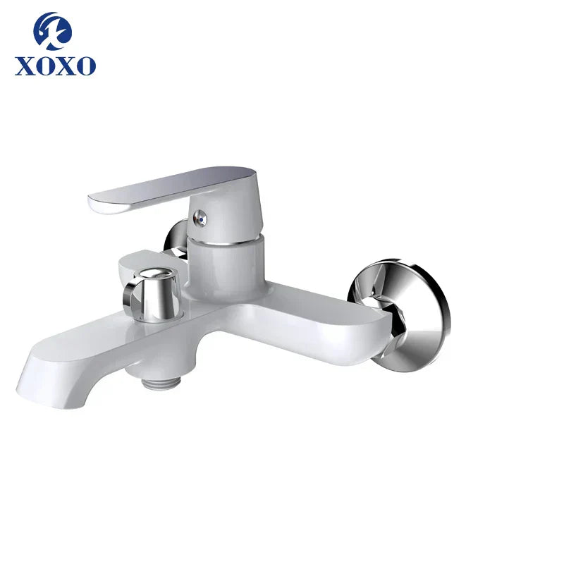 DecorBites™ Brass Chrome Wall Mounted Shower Faucet Set with Green Orange Shower Head
