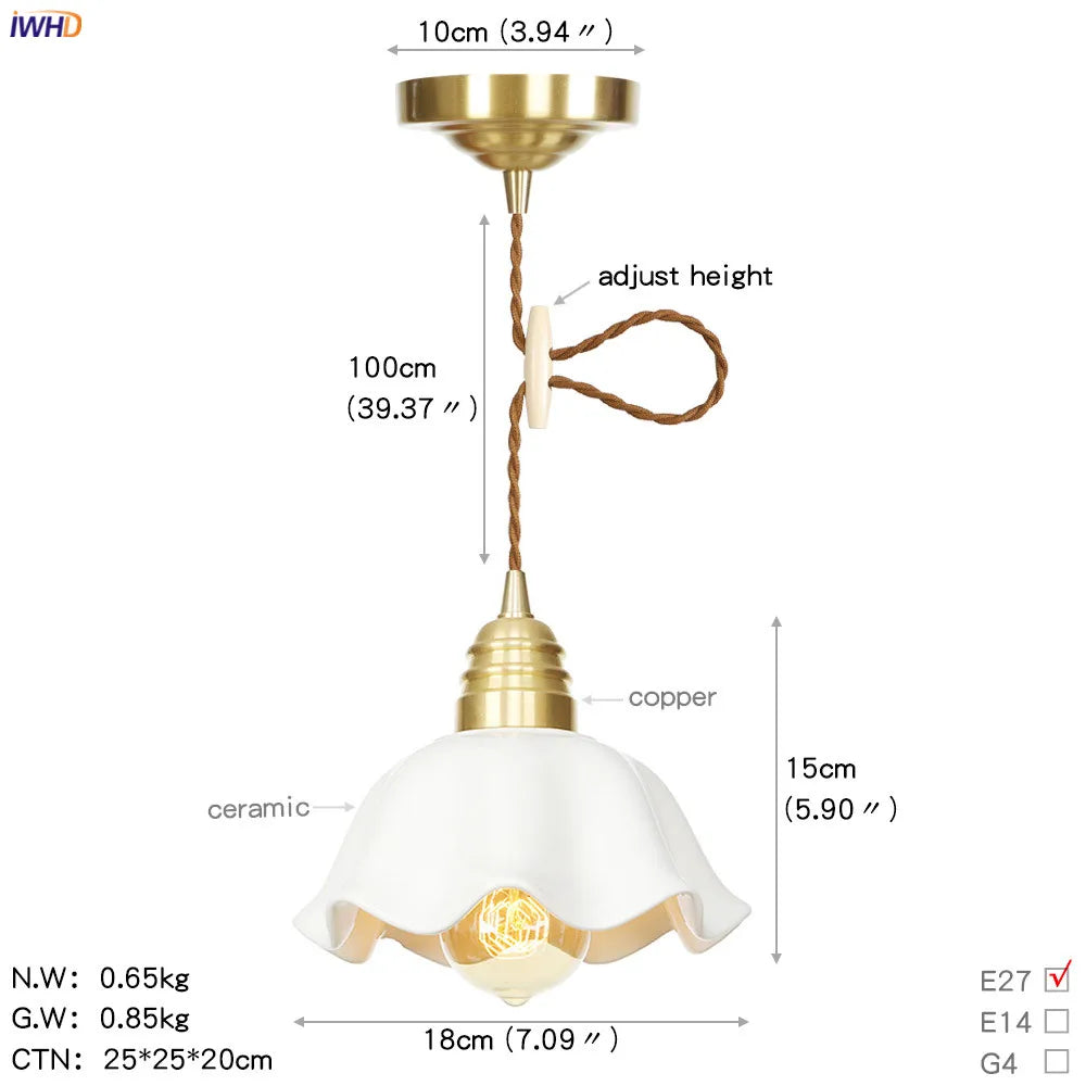 DecorBites™ Glass Copper LED Pendant Light for Kitchen Cafe Living Room