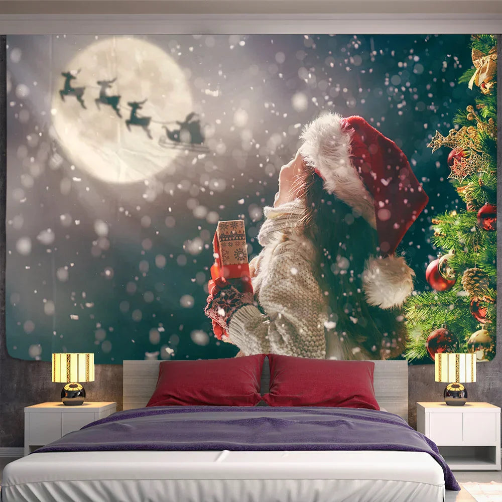 DecorBites™ Christmas God Deer Tapestry: Hippie Psychedelic Bohemian Wall Hanging