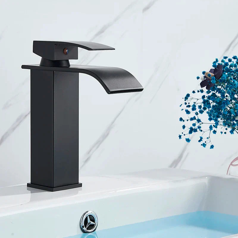 DecorBites™ Black Waterfall Basin Faucet Mixer Tap for Vessel Sinks - Single Hole