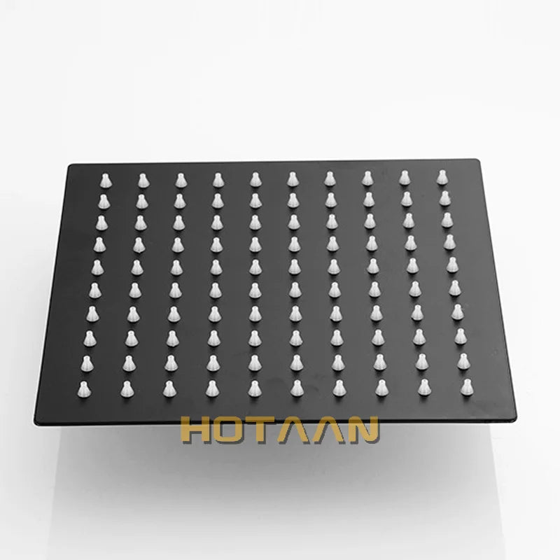 DecorBites™ Black Plated Stainless Steel Square Rain Shower Head