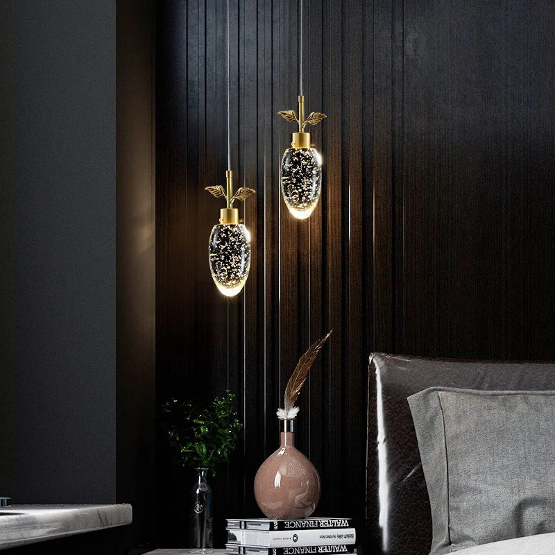 DecorBites™ Gold Crystal Pendant Light Chandelier for Living Room Kitchen LED Art Deco