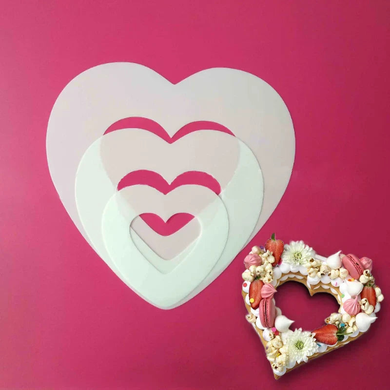 DecorBites™ Heart Cake Mold PET Plastic. Essential Baking Tools in 6/8/10/12/14inch Sizes
