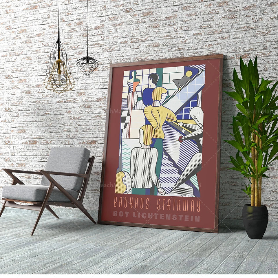 DecorBites™ Bauhaus Stairs Canvas Print | Retro School Poster for Living Room Decor