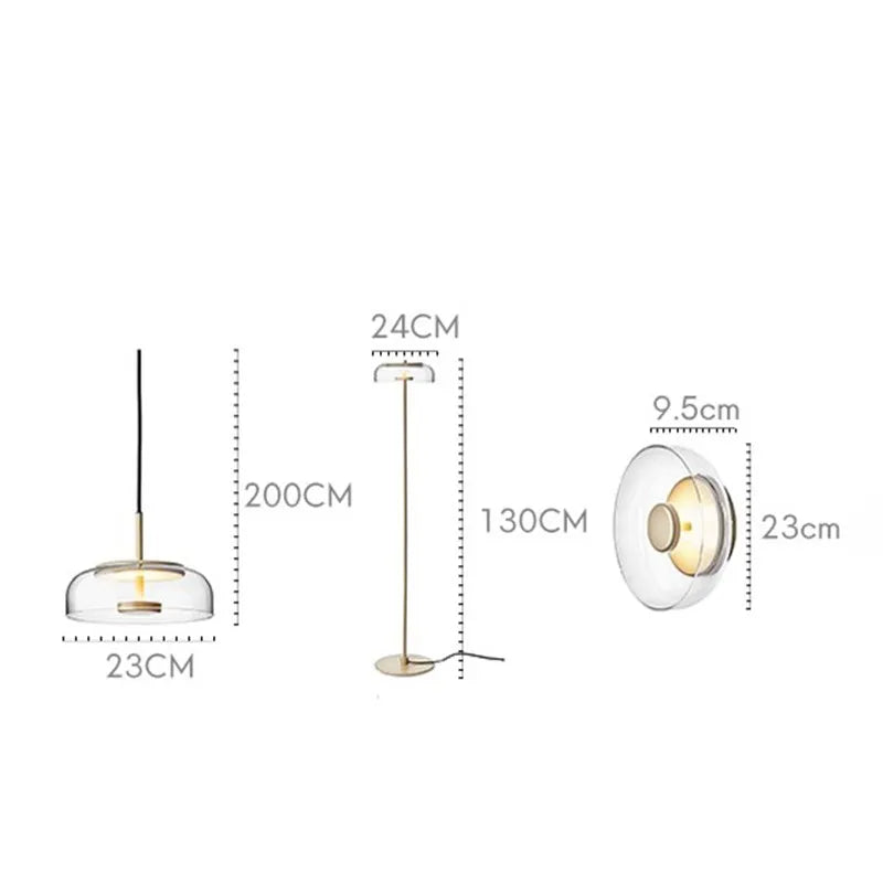 DecorBites™ Circular Glass Lampshade Floor Lamp for Living Room Office LED Lights