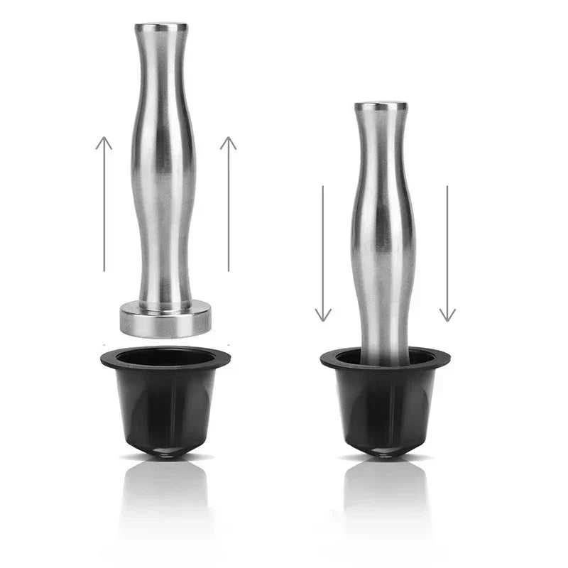DecorBites™ Coffee Capsule Tower Stand: 40 Nespresso Pods Holder & Tamper Storage