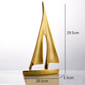 DecorBites™ Abstract Resin Sailboat Ferry Triangle Ornament - Golden Home Decor Craft