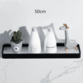 DecorBites™ Black Glass Bathroom Shelf Corner Rack, Aluminum Cosmetic Shelf for Shower Room