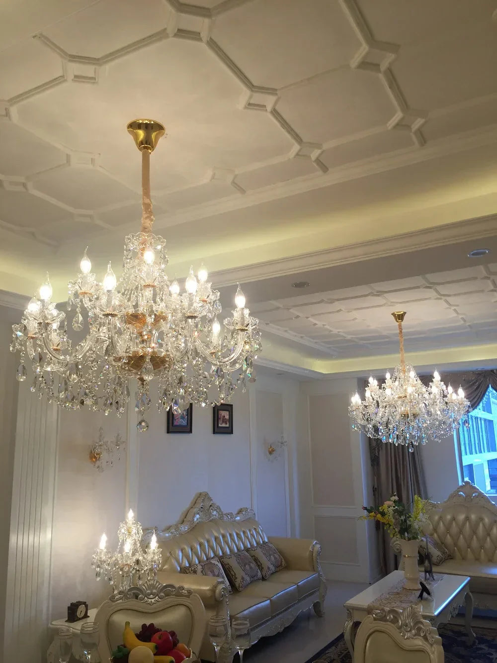 DecorBites™ Crystal Chandelier Lighting: Modern European Gold/Silver Style, Clear K9 Hanging Lights