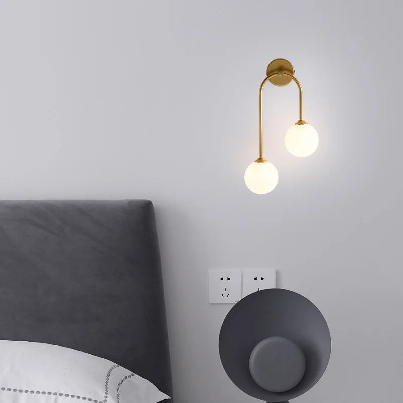 DecorBites™ Gold Glass Ball Wall Sconce | Modern Nordic Bedside Lighting for Bedroom