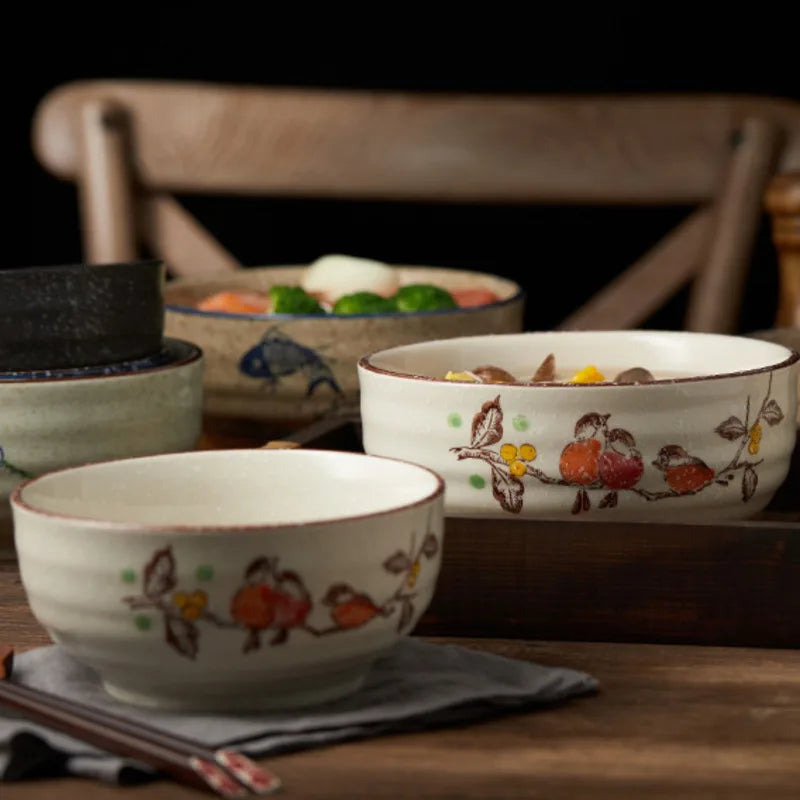 DecorBites™ 6/7 Inch Ceramic Ramen Bowl - Large Soup Noodle Bowl for Kitchen and Hotel Use