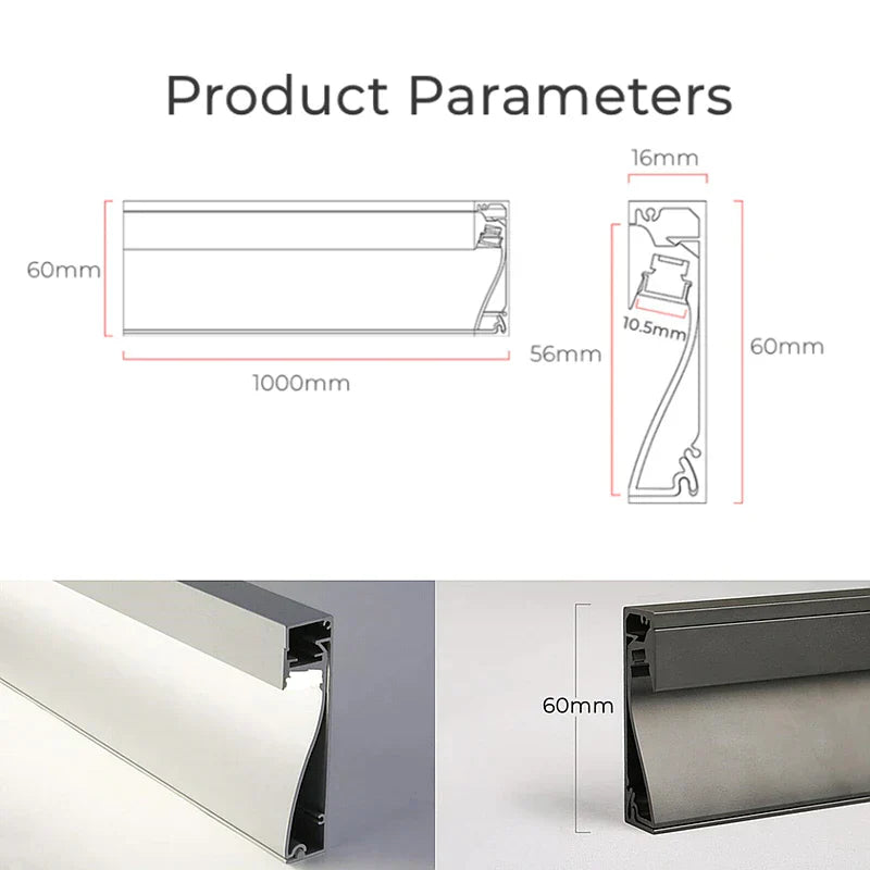 DecorBites™ LED Skirting Line Strip Light Aluminum Profile with Milky Cover - 1-10pcs/Lot