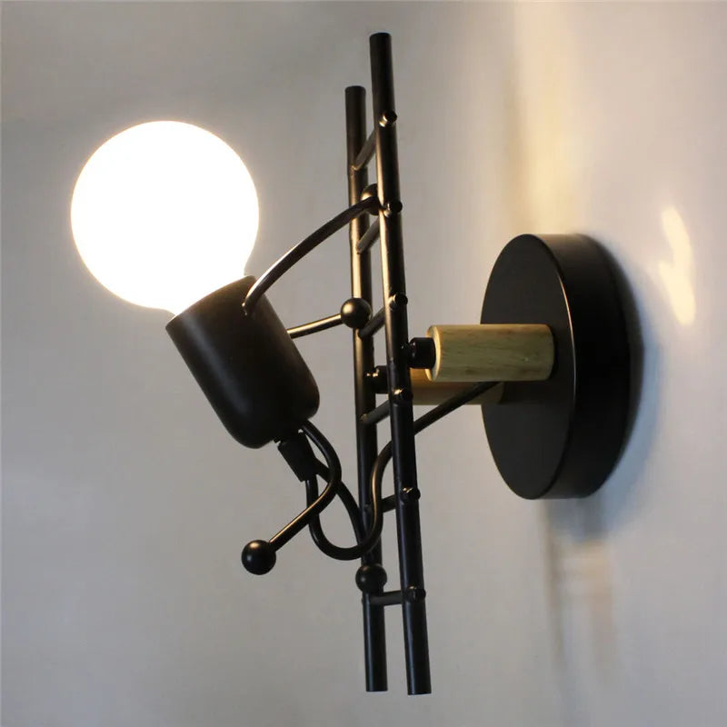 DecorBites™ Cartoon Doll Wall Sconce: Modern Iron Art Light for Kids Room