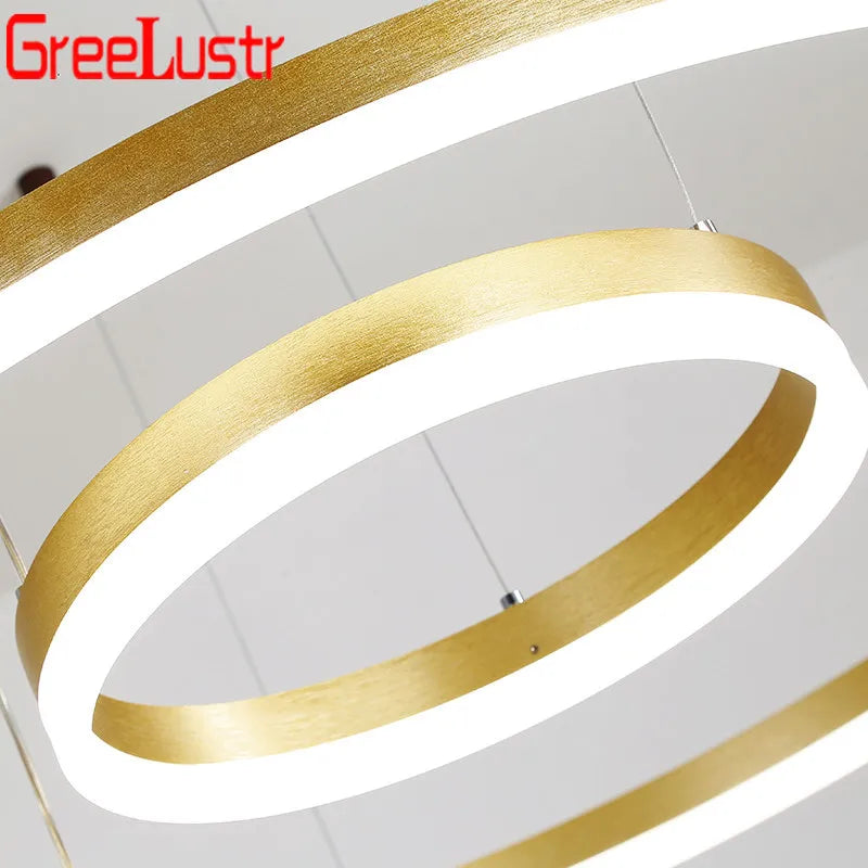 DecorBites™ LED Chandelier Rings Pendant Light - Coffee Gold Dimmable Ceiling Lamp