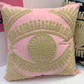 DecorBites™ Embroidered Cotton Throw Pillow Cover 45x45cm, Pink Art Decor Home Accent