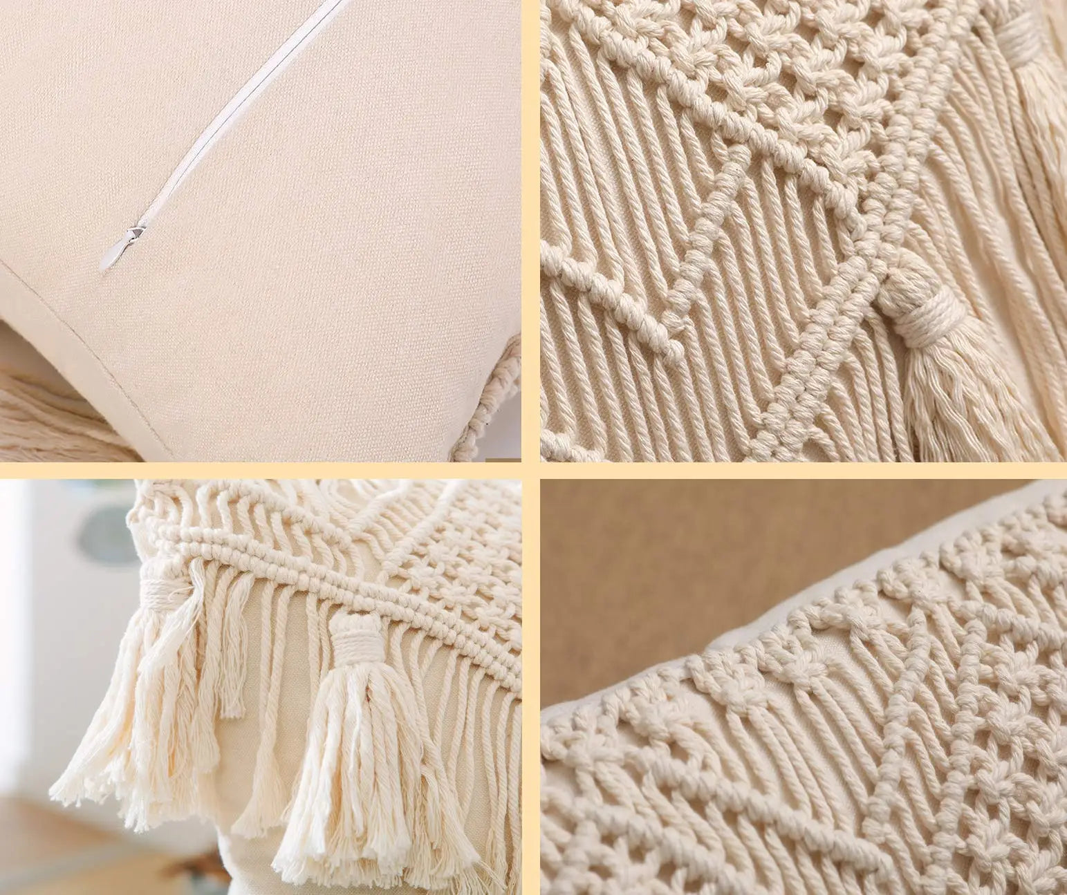 DecorBites™ Bohemian Style Beige Cushion Cover for Home Decoration - 30x50cm/45x45cm
