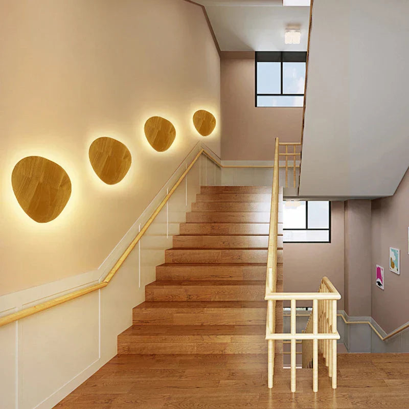 DecorBites™ Eclipse Wooden Wall Lamp: Modern Nordic Round LED Design for Bedroom and Aisle