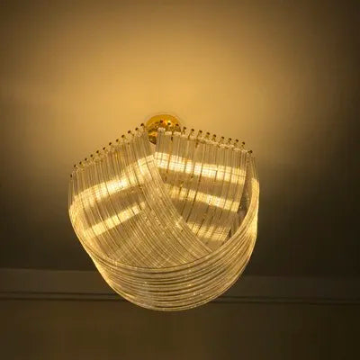 DecorBites™ LED Glass Chandelier Hanging Lamps for Foyer - Modern Stainless Steel Design