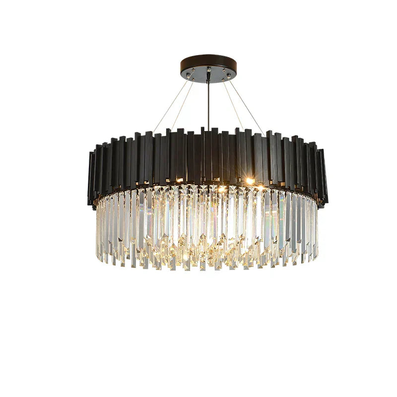 DecorBites™ Black Gold Crystal Oval LED Hanging Chandelier Lighting Fixture