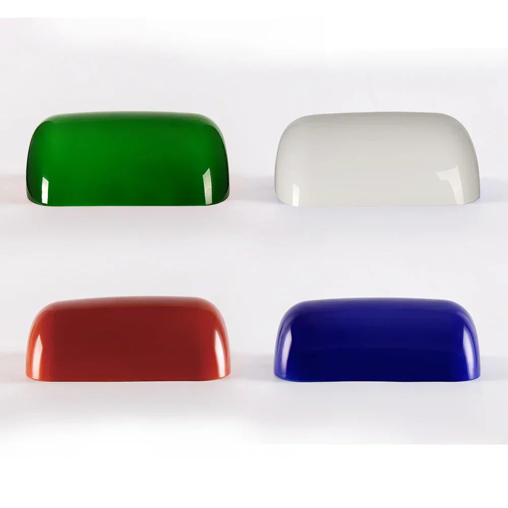 DecorBites™ Glass Banker Lamp Cover - Elegant Lampshade in Green/Blue/Amber/White