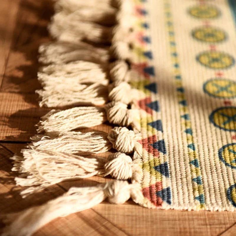 DecorBites™ Bohemian Tassel Rug - Retro Hand Woven Carpet for Home Decor