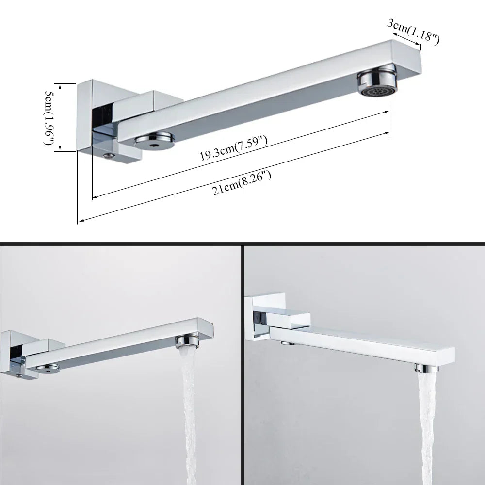 DecorBites™ Brass Chrome/Black Bronze Swivel Shower Faucet Spout Wall Mount Bathroom Accessory