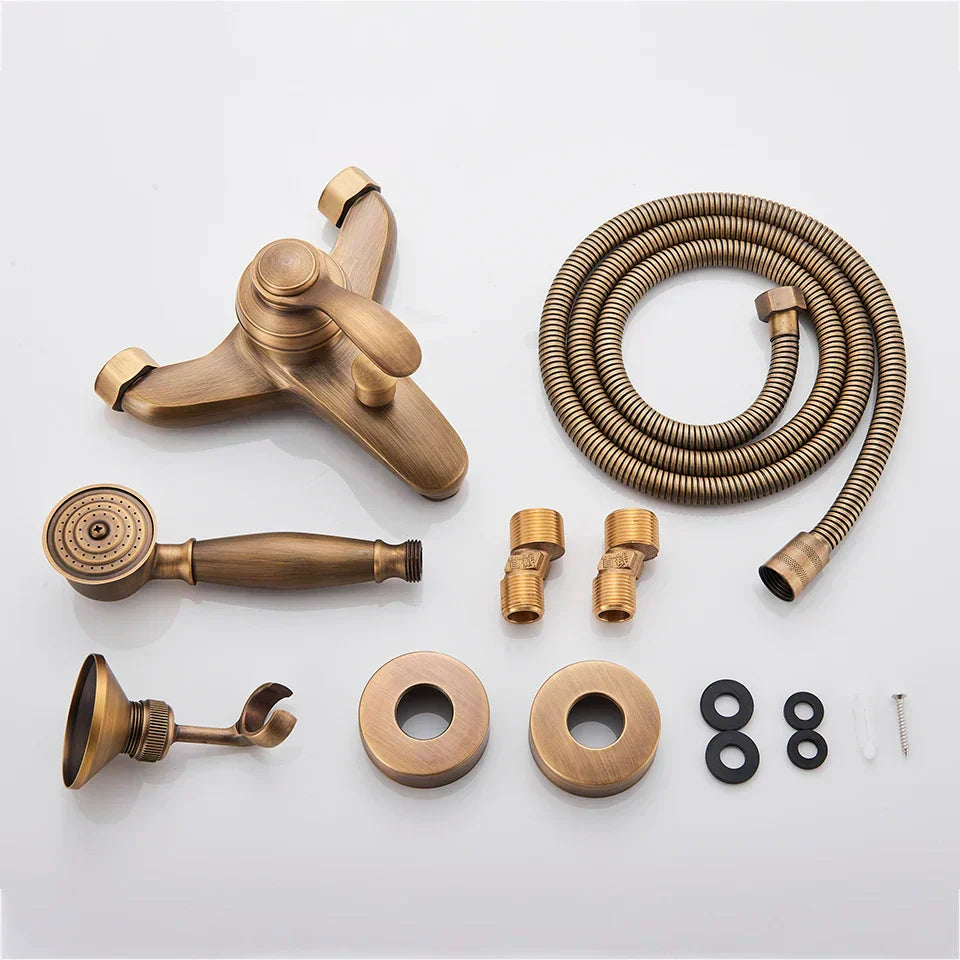 DecorBites™ Brass Shower Faucet Mixer Tap Set with Hand Shower - Wall Mount Black