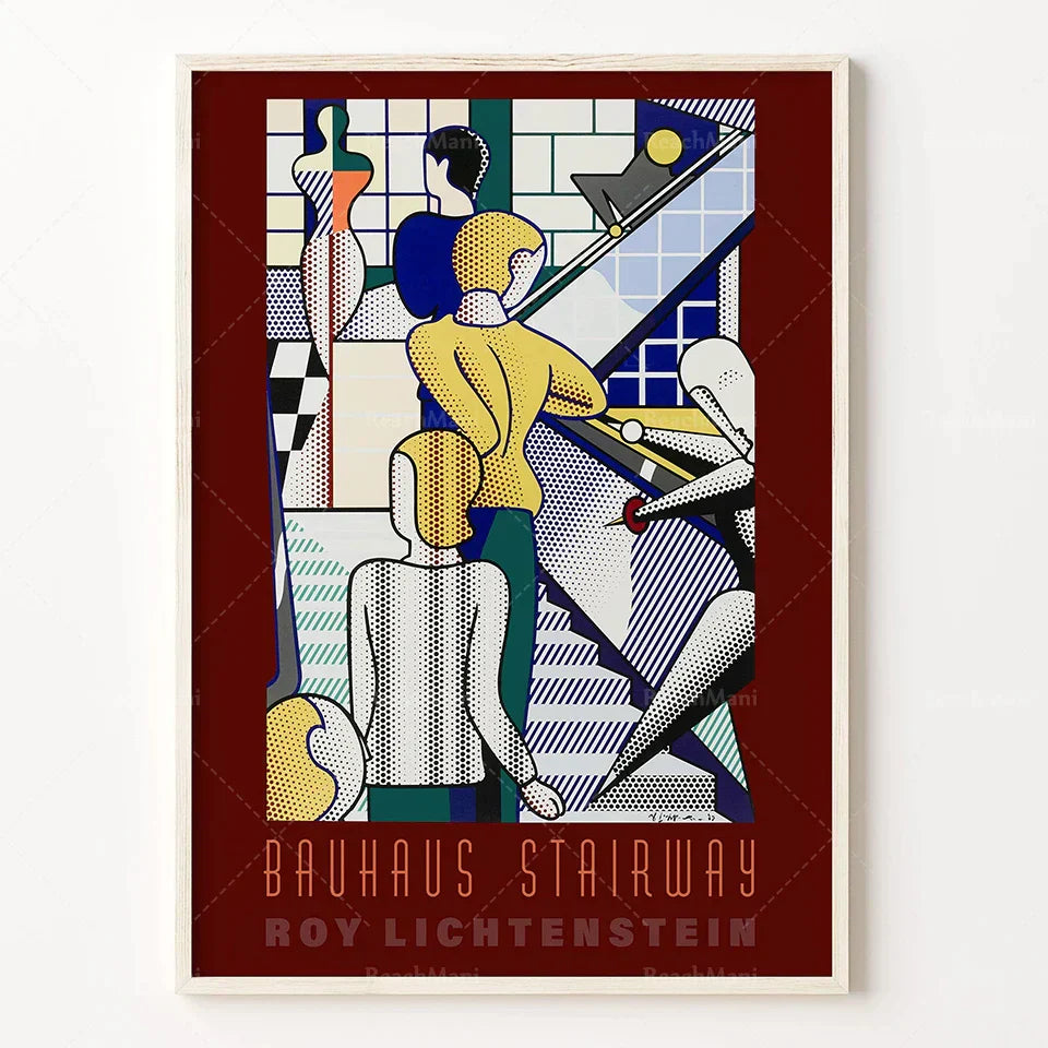 DecorBites™ Bauhaus Stairs Canvas Print | Retro School Poster for Living Room Decor