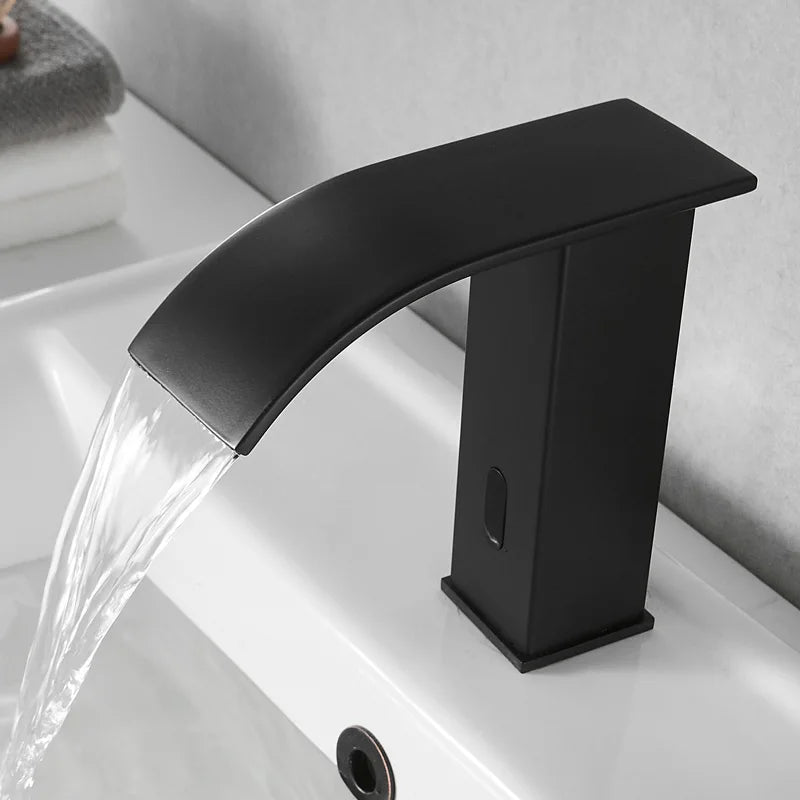 DecorBites™ Gold Sensor Waterfall Basin Faucet Automatic Touchless Hot Cold Mixer Bathroom