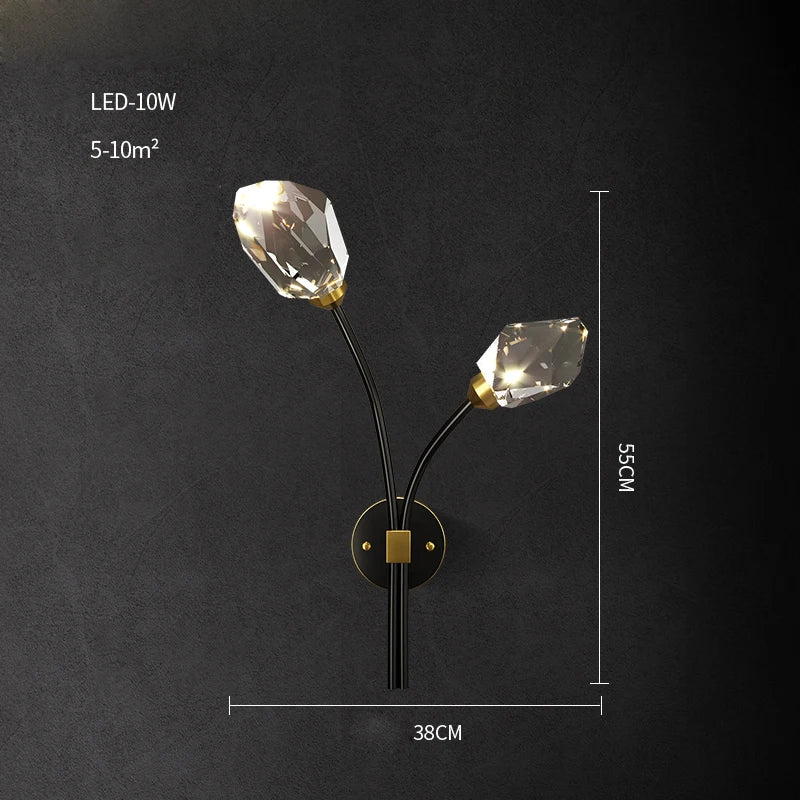 DecorBites™ Black Crystal Copper LED Chandelier for Dining Room - Art Deco Hanging Lamp