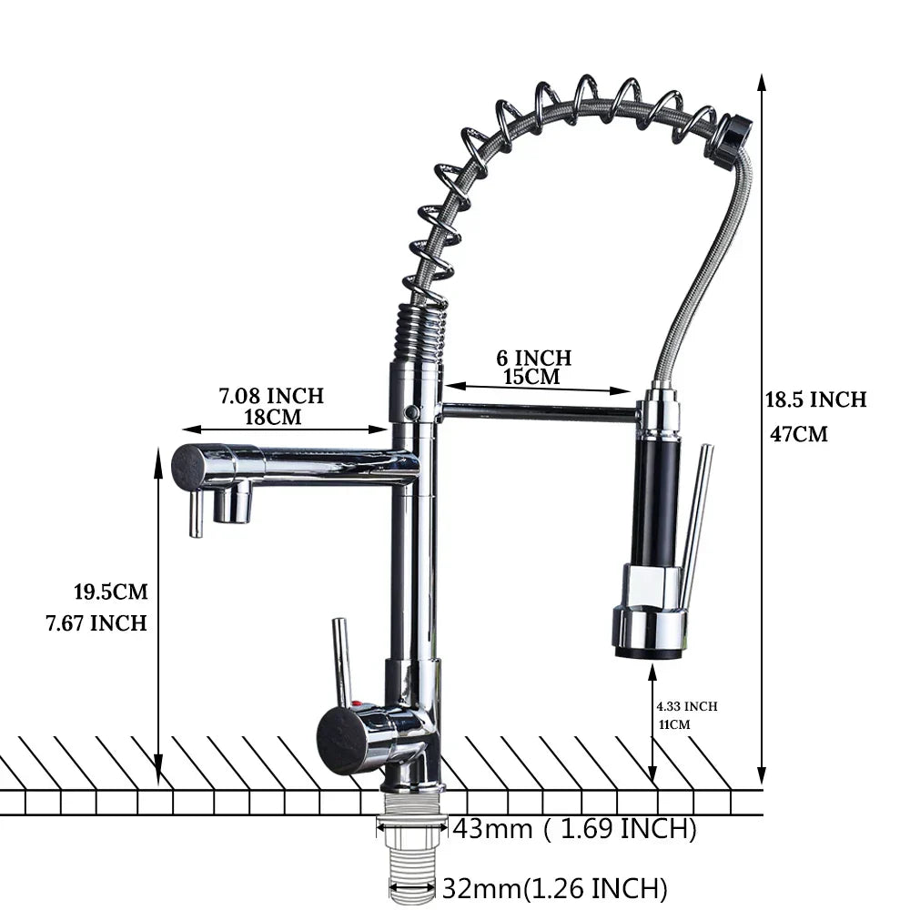 DecorBites™ LED Kitchen Faucet Pull Down Mixer Tap Hot Cold Water Vessel Sink Brass