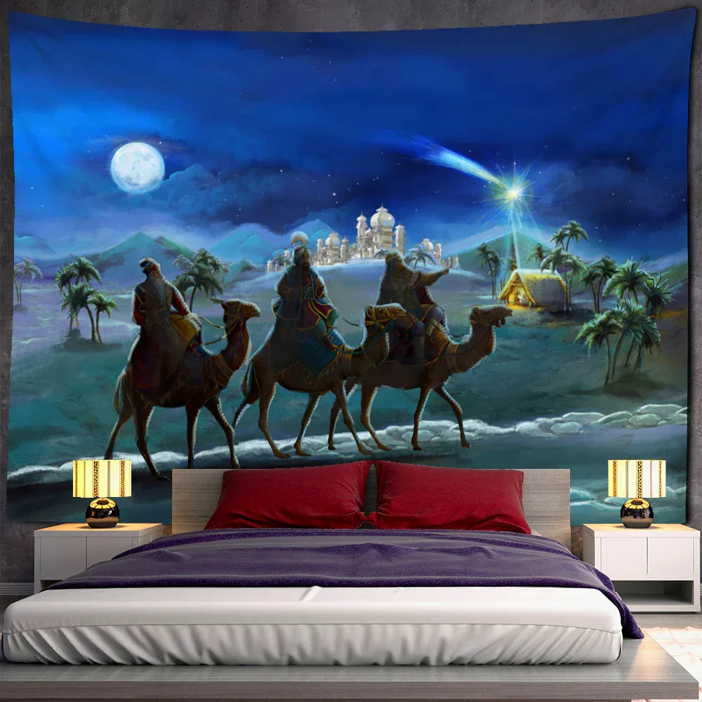 DecorBites™ Camel Starlight Oil Painting Tapestry Wall Hanging - Christmas Boho Psychedelic Home Decor