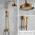 DecorBites™ Antique Brass Shower Set Single Handle Wall Mount Rainfall Mixer Faucet