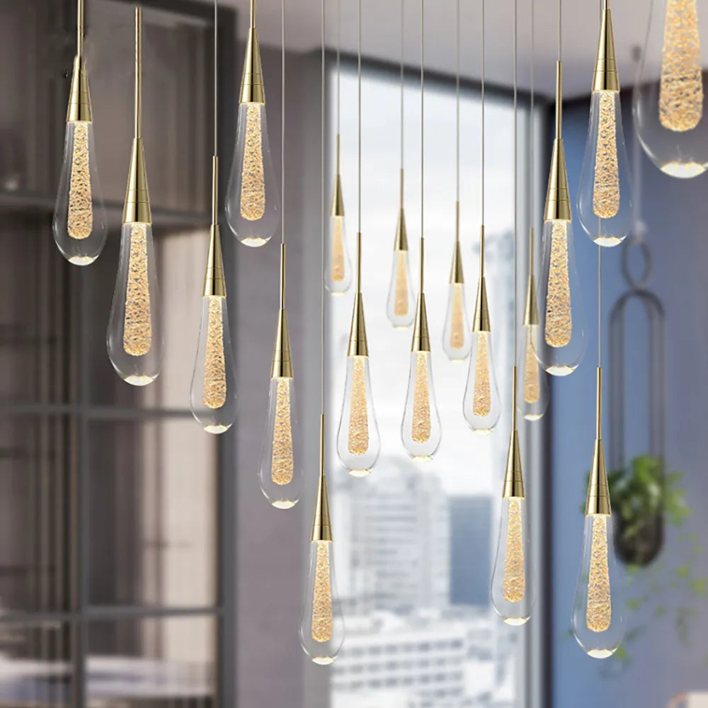 DecorBites™ Crystal Glass LED Pendant Lights for Restaurant, Bar, and Staircase
