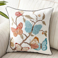 DecorBites™ Butterfly Floral Cotton Embroidered Pillow Cover 45x45cm Home Decor Square