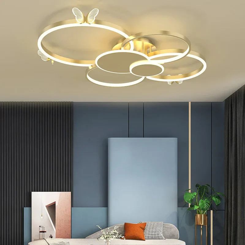 DecorBites™ Butterfly Light: Modern Round Ceiling Lamp for Light Luxury Living Room, 2024 New Model